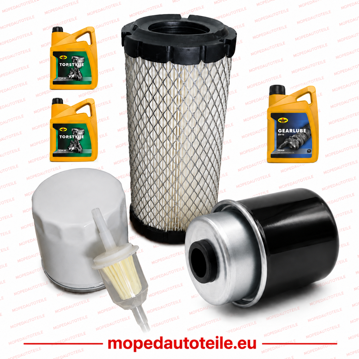 V2 Huoltosarja + 2L Moottoriöljy(5W30)+ 1L Vaihteistoöljy(80W90), Lombardini 442/492/480 DCI Öljynsuodatin Ilmansuodatin Dieselsuodatin(2x)Versio 2