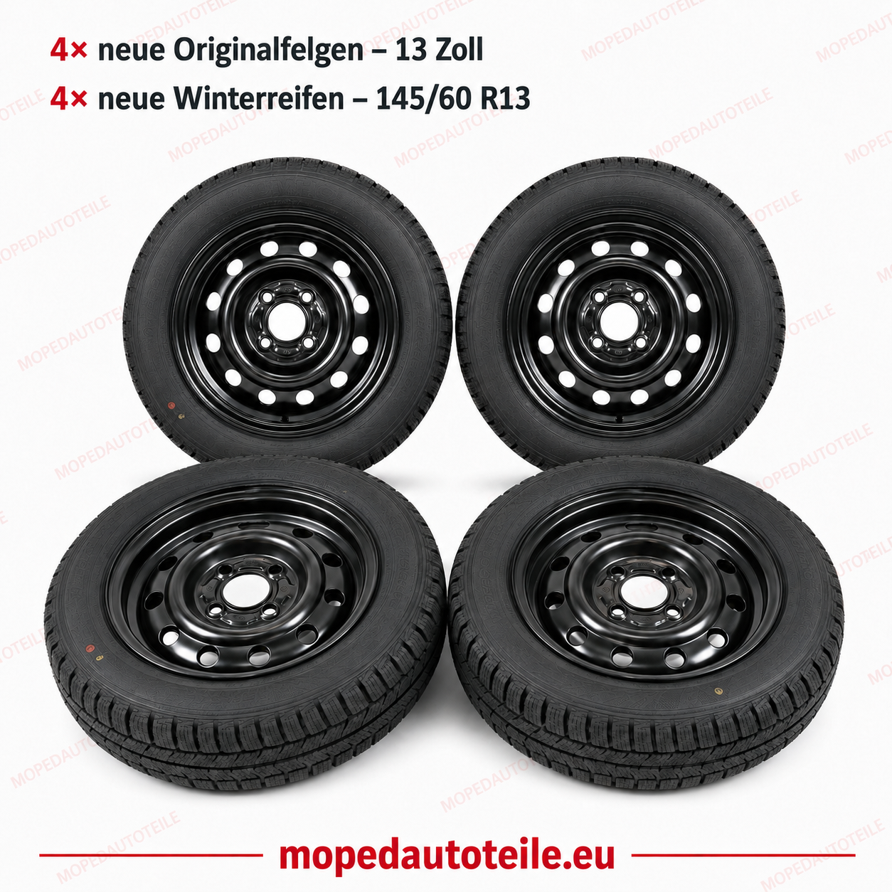 Conjunto de 4 novas jantes originais + 4 novos pneus de inverno 13 polegadas, Aixam/Microcar