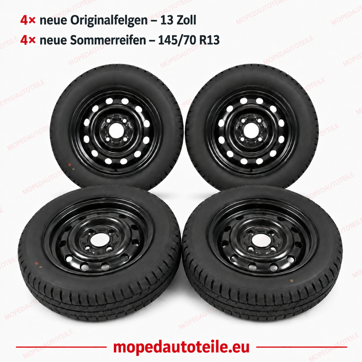 Ensemble de 4 nouvelles jantes d'origine + 4 nouveaux pneus d'été 13 pouces Ligier Microcar