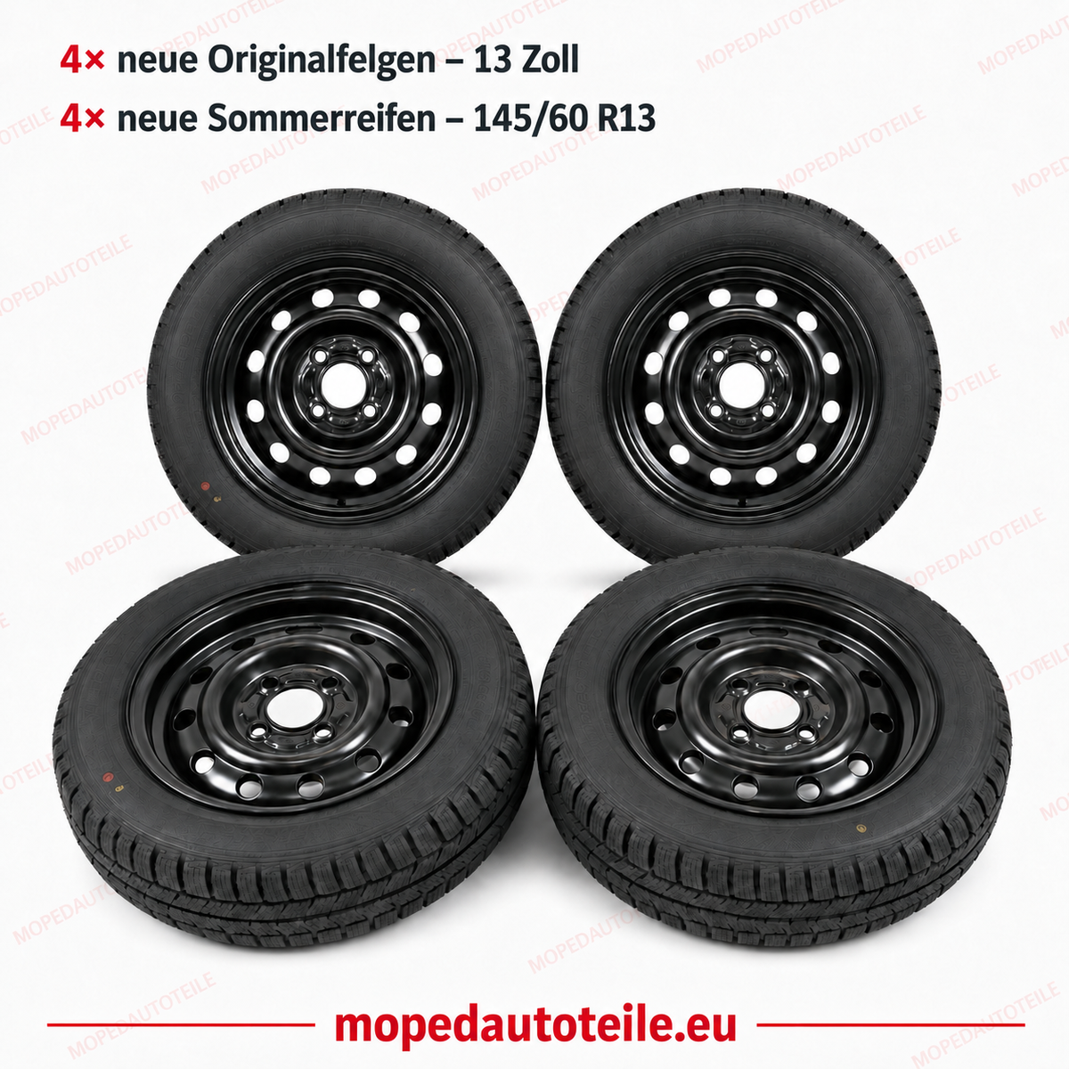 Ensemble de 4 nouvelles jantes d'origine + 4 nouveaux pneus d'été 13 pouces Ligier Microcar