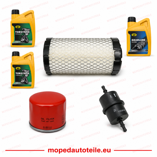 Underhållspaket + 2L Motorolja(10W40)+ 1L Växellådaolja(80W90), Lombardini Focs/Progress LWD 502(505) Olje- och luftfilter Dieselfilter