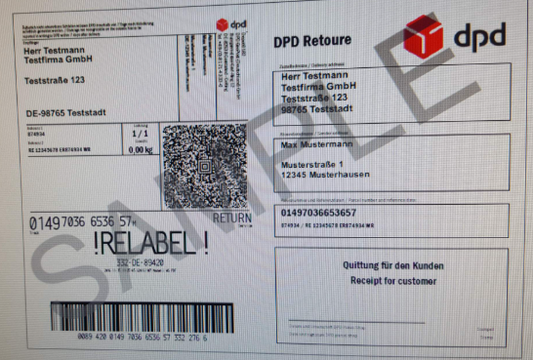 Rücksendeetikett DPD