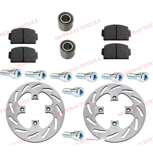 Bremssatz hinten, Ligier(JS50/JS60/IXO) Microcar(M8/MGO 1/2/3/4),Bremsbeläge+Radlager+Bremsscheibe+Schrauben